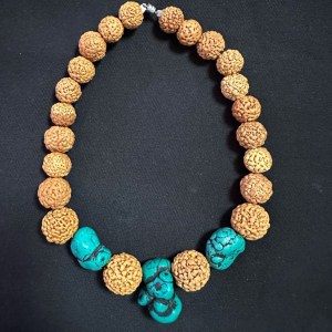 QUANDONG SEED AND TUQUOISE FOCAL BEADS