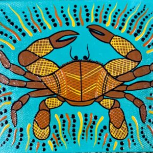 Mud Crab on Blue - Painting - Larissa  Hale