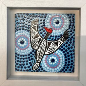 Magpie geese in flight #1 Framed - Painting - Larissa  Hale