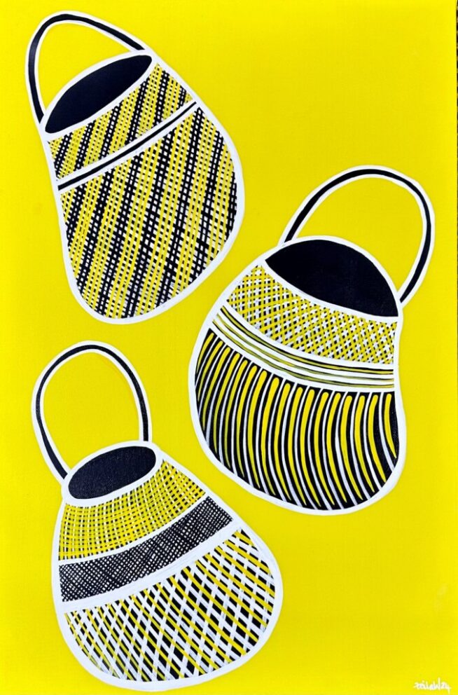 Dilly Bags in Yellow - Painting - Zeila  Wallace