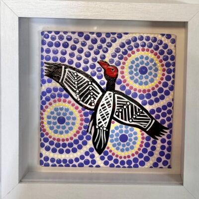 MAGPIE GEESE IN FLIGHT #5 FRAMED - Painting - Larissa  Hale