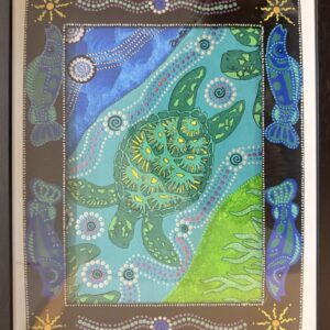 Green Turtle on the Reef - Painting - Dotty Ford