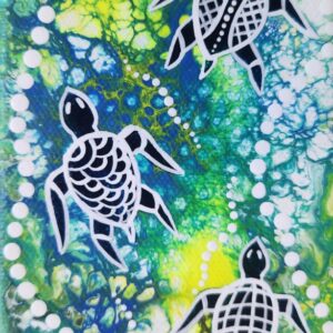 Three Turtles - Painting - Larissa  Hale