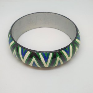 Timber Bangle - Green, White, Blue, Black Design 1