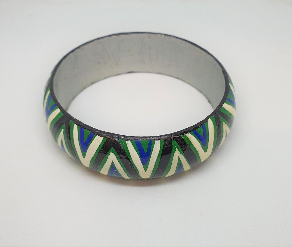 Timber Bangle - Green, White, Blue, Black Design 1