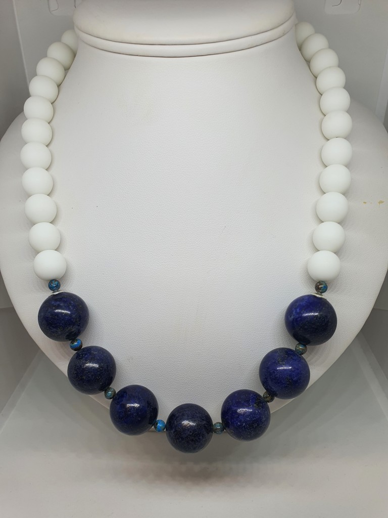 Lapis & White Matte Stone